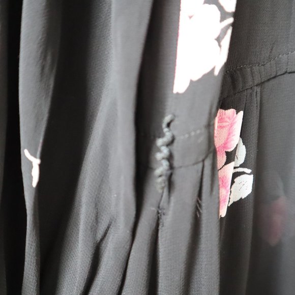 Vintage 70s Albert Nipon Black Floral Sheer Midi Dress, Size Small - Picture 7 of 16